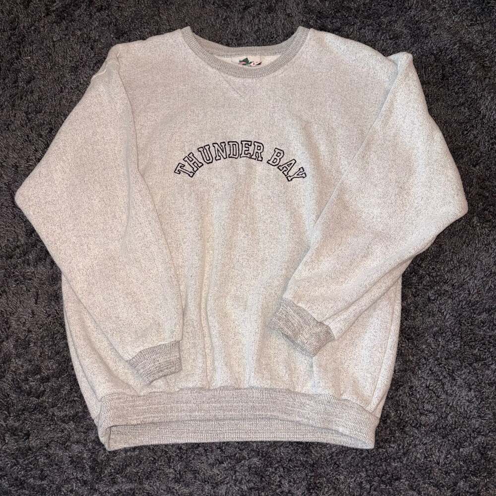 Vintage Thunder Bay Embroidered Salt and Pepper Crewneck Sweatshirt